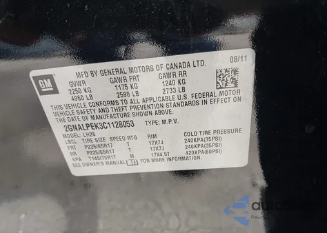 2012 Chevrolet Equinox 2Lt z USA, uszkodzony, nr VIN 2GNALPEK3C1128053